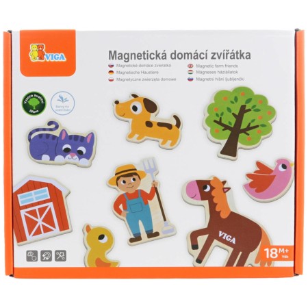 VIGA DŘEVO Magnetky baby domácí zvířátka set 20ks *DŘEVĚNÉ HRAČKY*