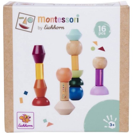 EICHHORN DŘEVO Montessori stohovací bloky stavebnice 16 dílků