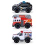DICKIE Mikro záchranářská vozidla 3ks s baterkou a doplňky na baterie Světlo