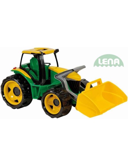 LENA Traktor plastový se lžící zeleno - žlutý 62 cm na písek