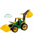 LENA Traktor na písek se lžící a bagrem zelenožlutý plast