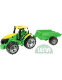 LENA Traktor plastový zelený set s přívěsem 94cm v krabici