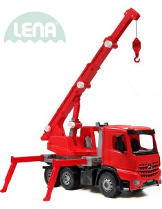 LENA Auto jeřáb Mercedes Arocs 70cm funkční červený plast