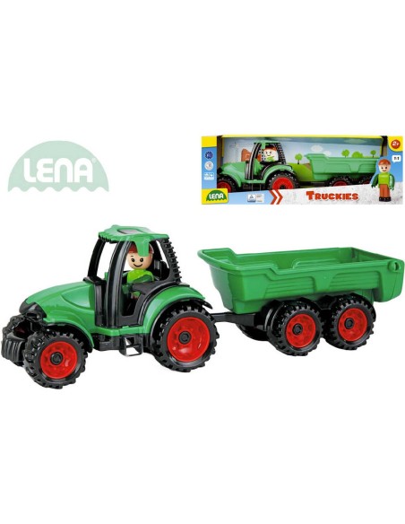 LENA Truckies traktor funkční s vlečkou 32cm set s panáčkem v krabici 1625