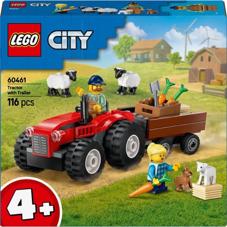 LEGO CITY Červený traktor s přívěsem a ovcemi 60461 STAVEBNICE