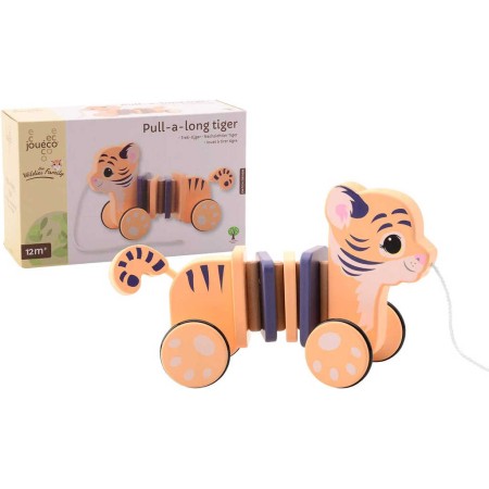 JOUECO DŘEVO Tygr tahací baby tahadlo na provázku *DŘEVĚNÉ HRAČKY*