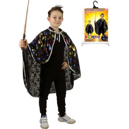 KARNEVAL Plášť čerodějnický černý lebky halloween *KOSTÝM*