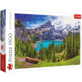 TREFL PUZZLE Jezero Oeschinen Alpy Švýcarsko 85x58cm skládačka 1500 dílků