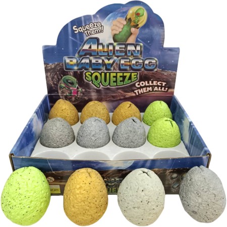 Vajíčko mačkací Alien Egg s figurkou s mimozemšťanem 3 barvy