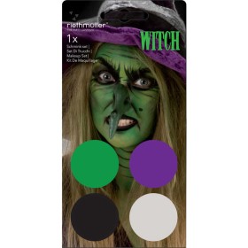 Make-up čarodějnice set 4 obličejové barvy + štětec malování na obličej