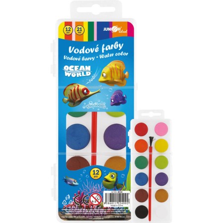 Barvy vodové set se štětcem Ocean World rybičky vodovky 12 barev