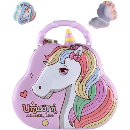 Pokladnička plechová kabelka jednorožec kovová kasička 3 barvy