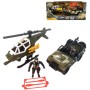 Vojenské army vozidlo set s helikoptérou a vojáky s doplňky plast v krabici