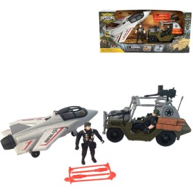 Vojenské army vozidlo set se stíhačkou a vojáky s doplňky plast v krabici