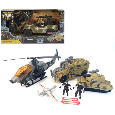 Vojenská army sada figurky s vojenskými vozidly a doplňky 3 druhy plast