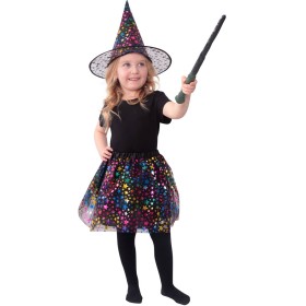 KARNEVAL Šaty čarodějnice tutu hvězdičky + klobouk *KOSTÝM*