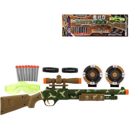 Puška dětská se zaměřovačem set s 8 soft náboji a ochrannými brýlemi