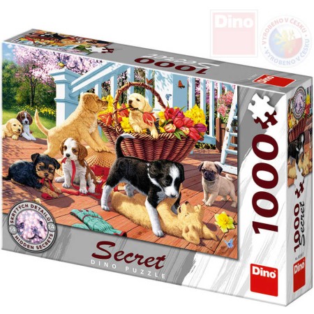 DINO Puzzle 1000 dílků Štěňata skrytá tajemství 66x47cm skládačka v krabici