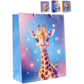 Taška dětská dárková zvířátka Safari 26x32cm karton 4 druhy