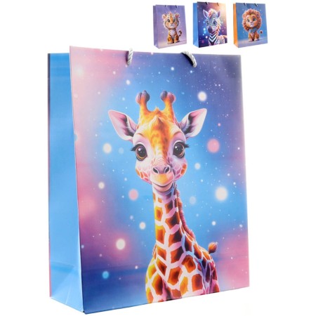 Taška dětská dárková zvířátka Safari 26x32cm karton 4 druhy