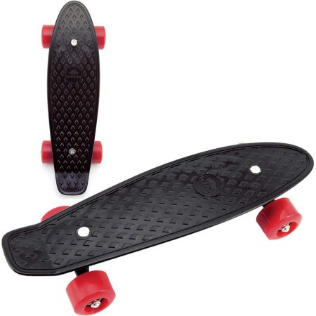 Skateboard dětský pennyboard černý 43cm plastové osy červená kola