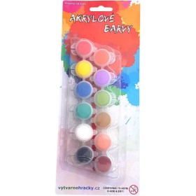 Akrylové permanentní barvy 12 barev se štětcem na keramiku, sklo a kameny