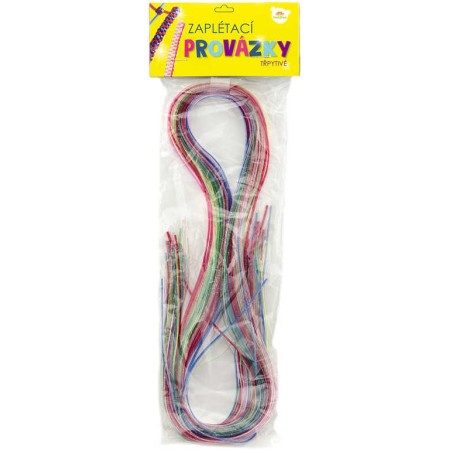Provázky zaplétací třpytivé set 35ks barevné bužírky 105cm v sáčku
