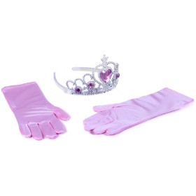 KARNEVAL Princezna set růžové rukavice + korunka *KARNEVALOVÝ DOPLNĚK*