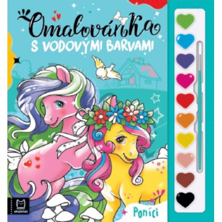 Omalovánka set s vodovými barvami a štětcem Poníci