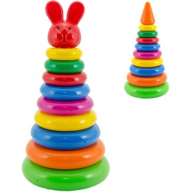 Pyramida s kroužky navlékací baby věžička barevná 2 druhy plast