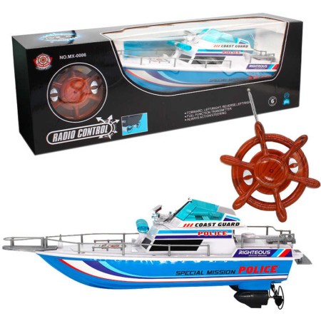 RC Loď policie motorový člun na vysílačku 27MHz na baterie