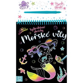 Vyškrabávací obrázky Mořské víly 16x26cm set se škrabacím perem