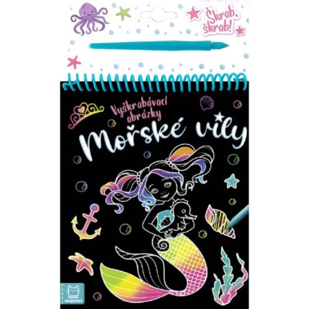 Vyškrabávací obrázky Mořské víly 16x26cm set se škrabacím perem