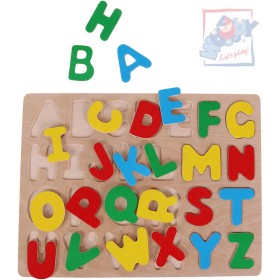 WOODY DŘEVO Puzzle vkládací na desce Abeceda