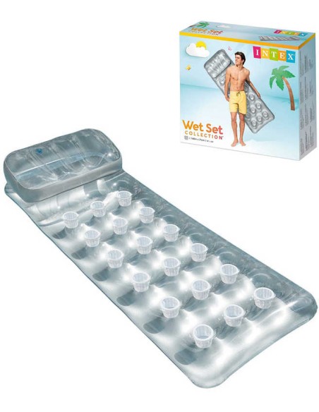 INTEX Lehátko nafukovací matrace na vodu 18 otvorů s podhlavníkem 58894