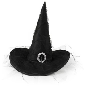 KARNEVAL Klobouk černý čarodějnický se sponou *KARNEVALOVÝ DOPLNĚK*