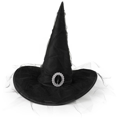 KARNEVAL Klobouk černý čarodějnický se sponou *KARNEVALOVÝ DOPLNĚK*