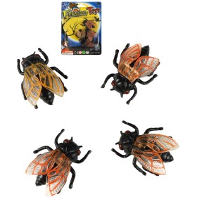 Moucha 4cm set 4ks dekorace Halloween hmyz v sáčku