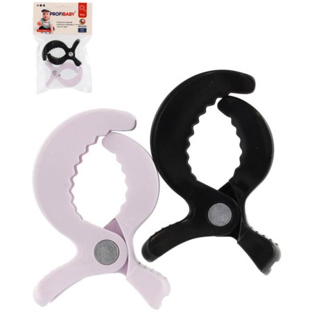 PROFIBABY Klipy na kočárek černý + bílý set 2ks plast v sáčku