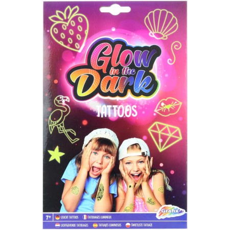 GRAFIX Tetování dívčí 23ks dětské tetovačky svítí ve tmě fosforeskuje