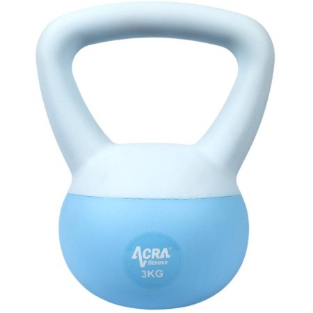 ACRA Činka kettlebell 3kg světle modrá měkké dno