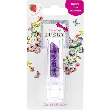 LUKKY Rtěnka dětská se třpytkami s příchutí jahoda fialová