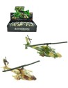 Helikoptéra vojenská 20cm na baterie zpětný chod Světlo Zvuk 2 barvy kov