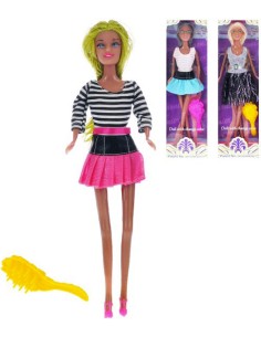 Panenka měnící barvu 29cm kloubová set s hřebenem 3 druhy v krabičce plast