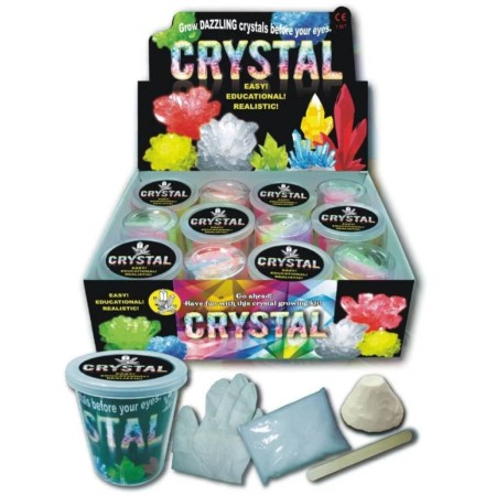 Krystaly rostoucí experimentální vědecká sada různé barvy v kelímku