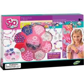 SO BEADS Korálky barevné drahokamy navlékací set s provázky v krabici