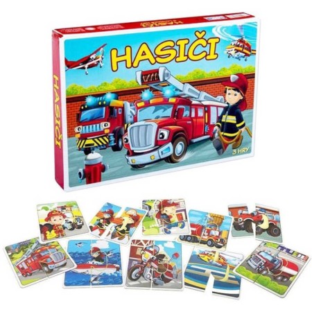HYDRODATA Hra Hasiči 3 logické hry 3v1 puzzle *SPOLEČENSKÉ HRY*
