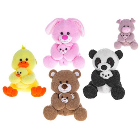PLYŠ Zvířátko baby veselé s mládětem 5 druhů *PLYŠOVÉ HRAČKY*