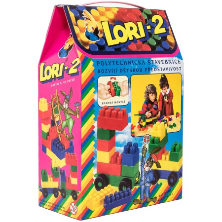 LORI 002 Stavebnice polytechnická 2 barevné kostky set 35ks v krabici
