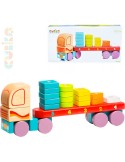 CUBIKA DŘEVO Baby Kamion autíčko navlékací stavebnice set 19 dílků